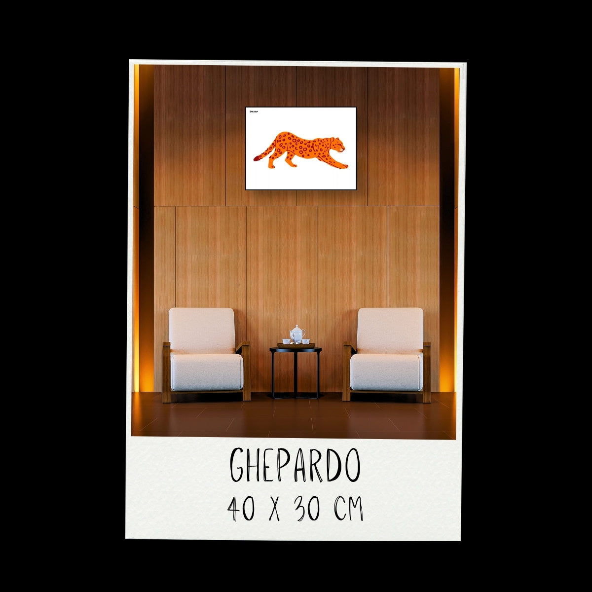 Poster - Ghepardo / Vari Colori / Sfondo Bianco