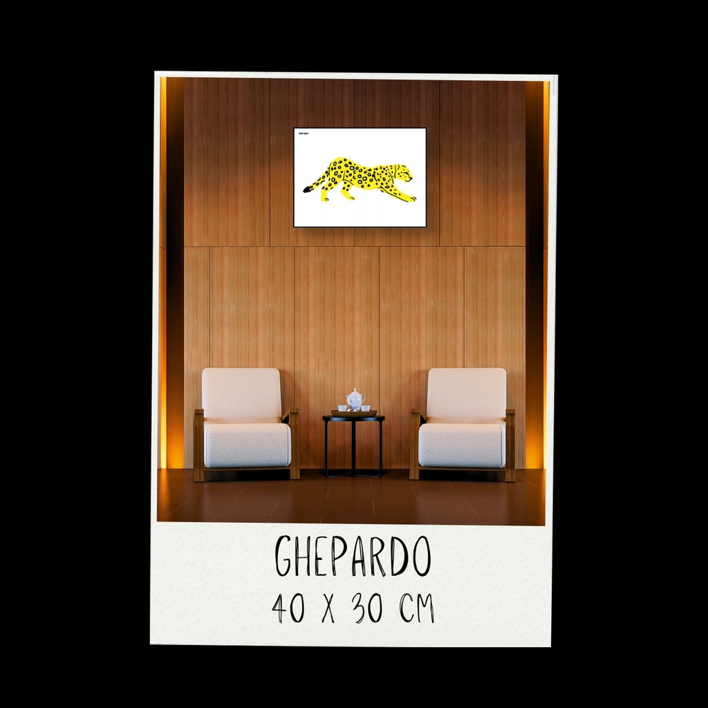 Poster - Ghepardo / Vari Colori / Sfondo Bianco