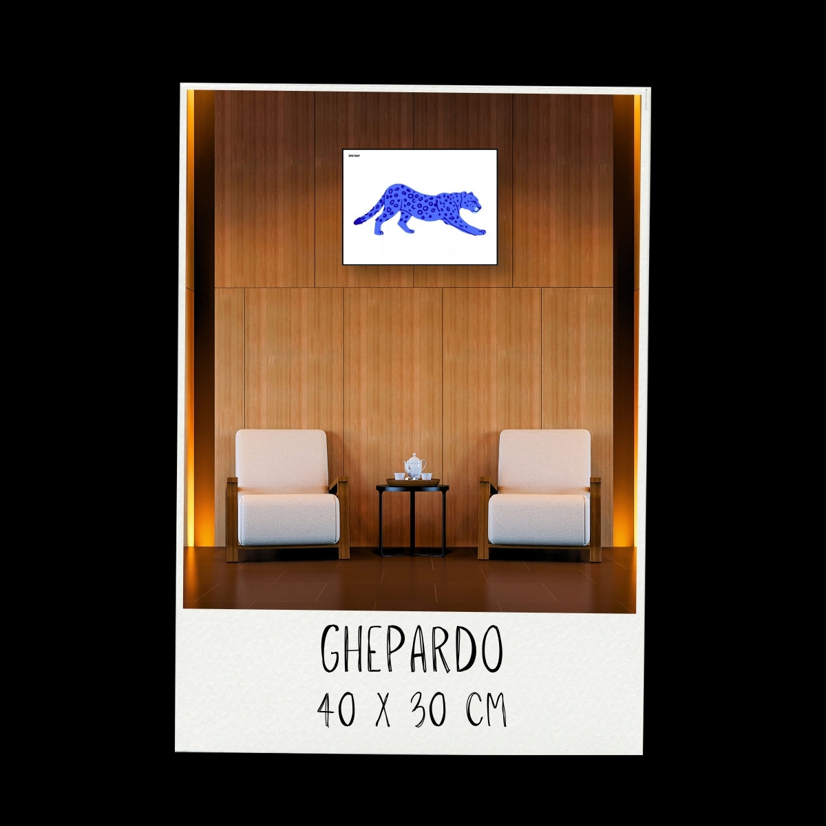 Poster - Ghepardo / Vari Colori / Sfondo Bianco