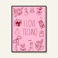 Poster - I love techno / Versione verticale
