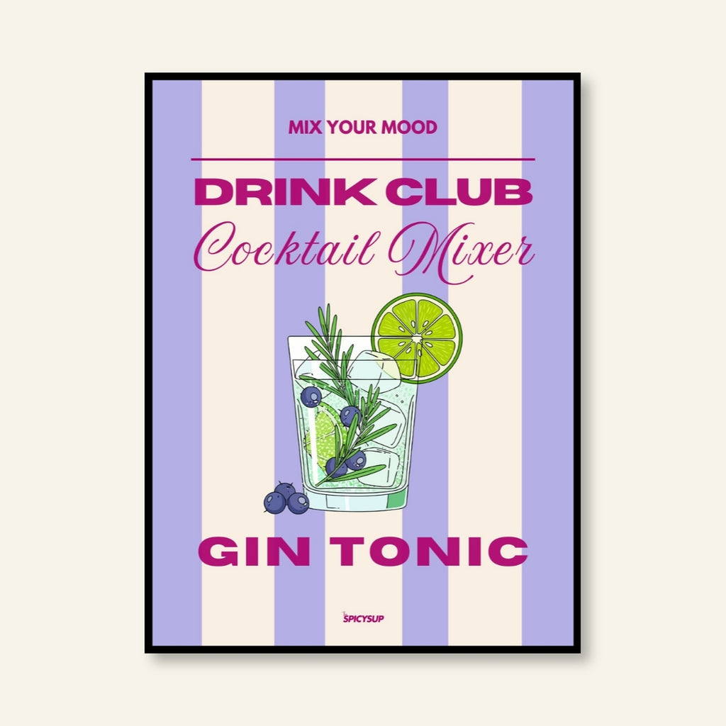 Poster - Cocktail / Gin Tonic / Righe