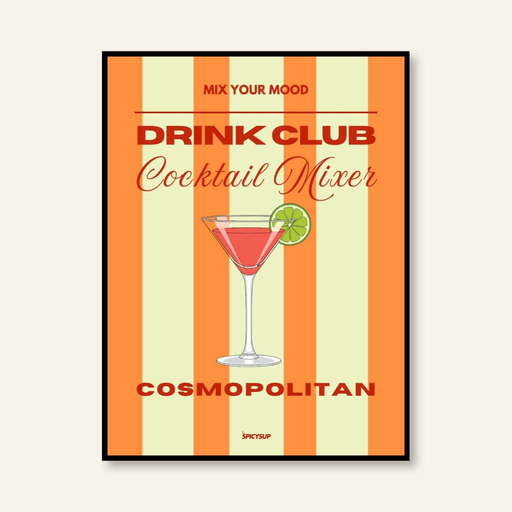 Poster - Cocktail / Cosmopolitan / Righe